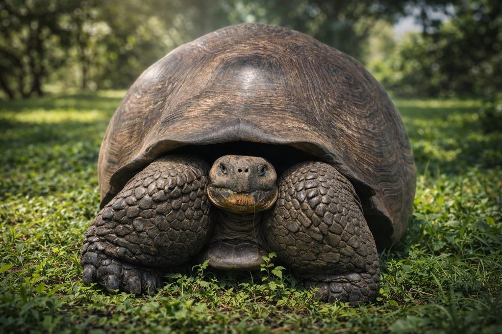 galapagos endemic species giant tortoise in highland habitat